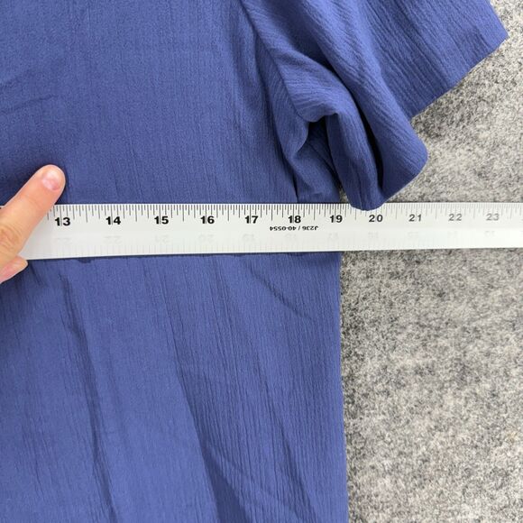 Alfred Dunner Blouse Women 10P Petite Blue V-Neck Short Sleeve Button Casual - Picture 4 of 6